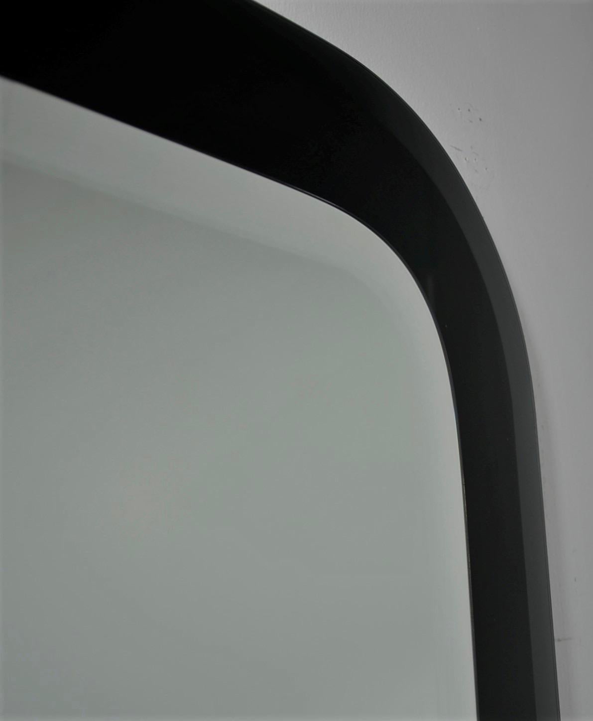 20th Century Decorative Contemporary Rectangle Beveled Edge Black Glass Mirror 1