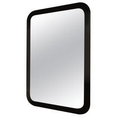 20th Century Decorative Contemporary Rectangle Beveled Edge Black Glass Mirror