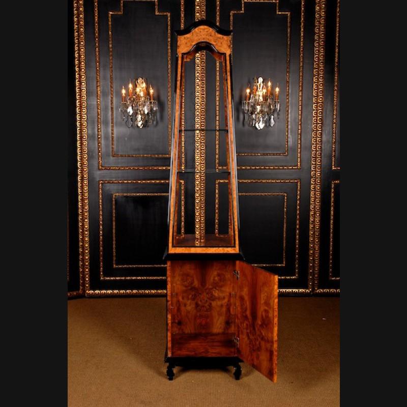 German 20th Century Decorative Étagère-Showcase in Biedermeier/Empire Style, Maple Root For Sale