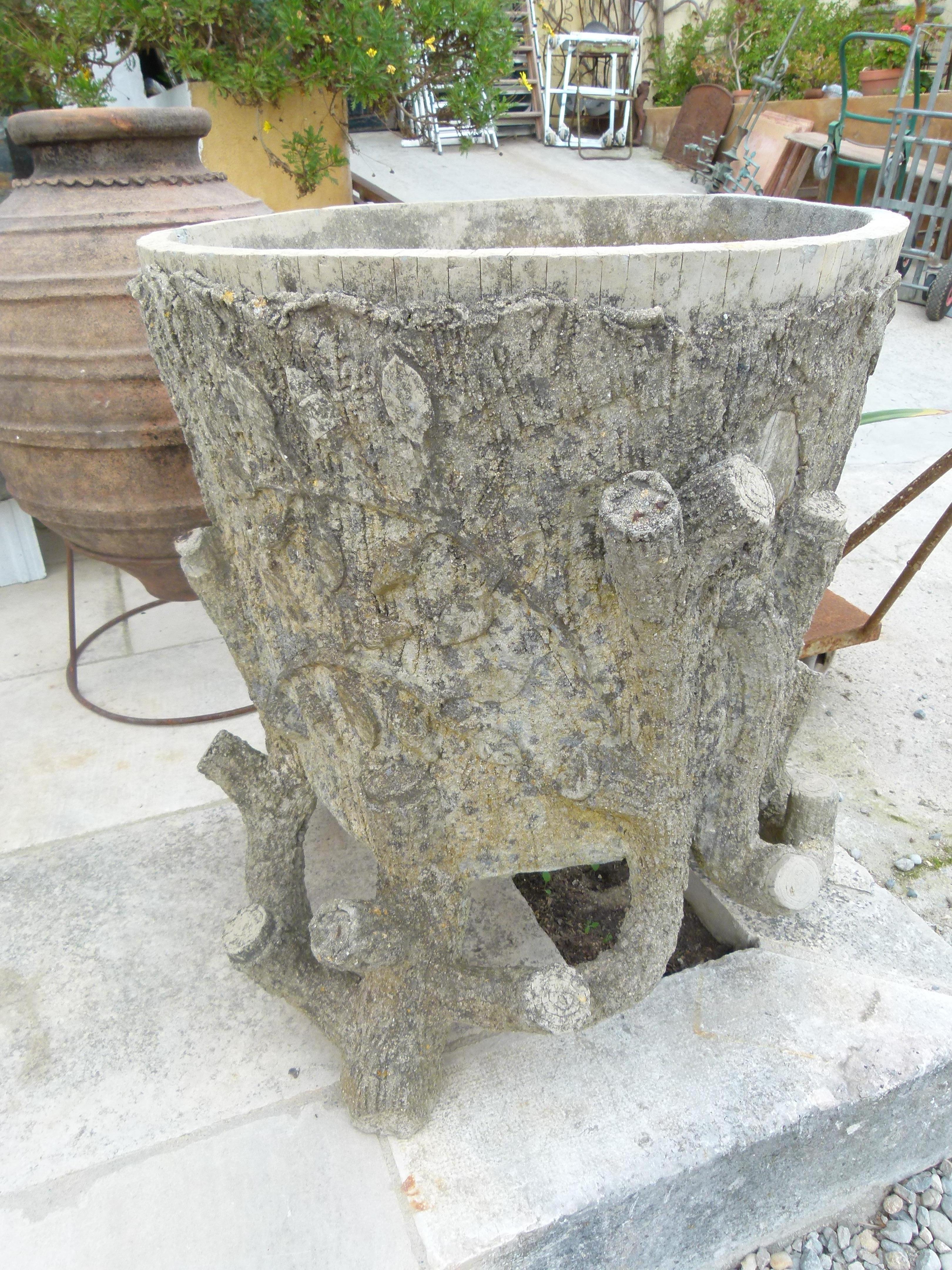 Rustic 20th Century Decorative French Cement Plant Pot