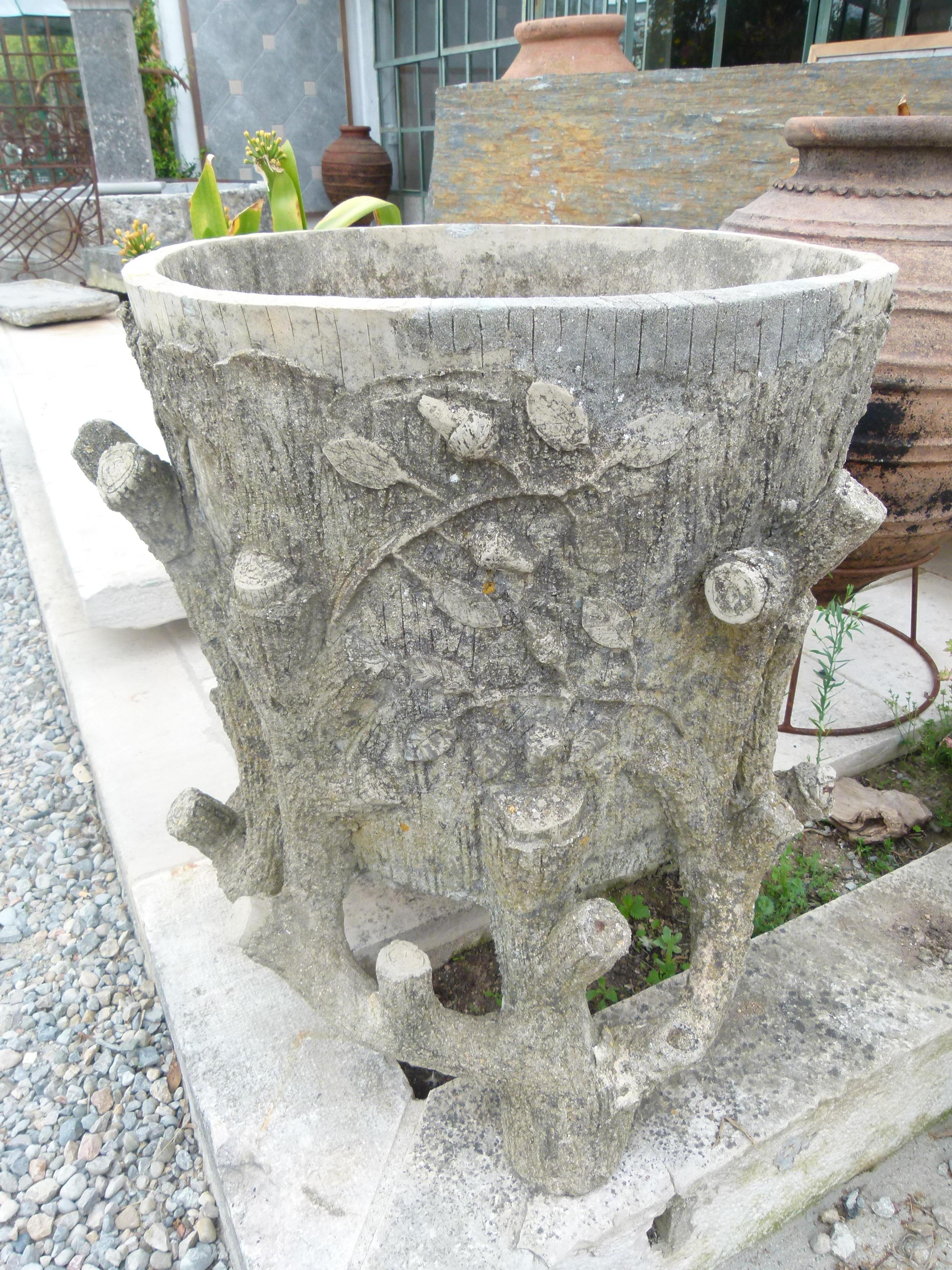 Carved 20th Century Decorative French Cement Plant Pot