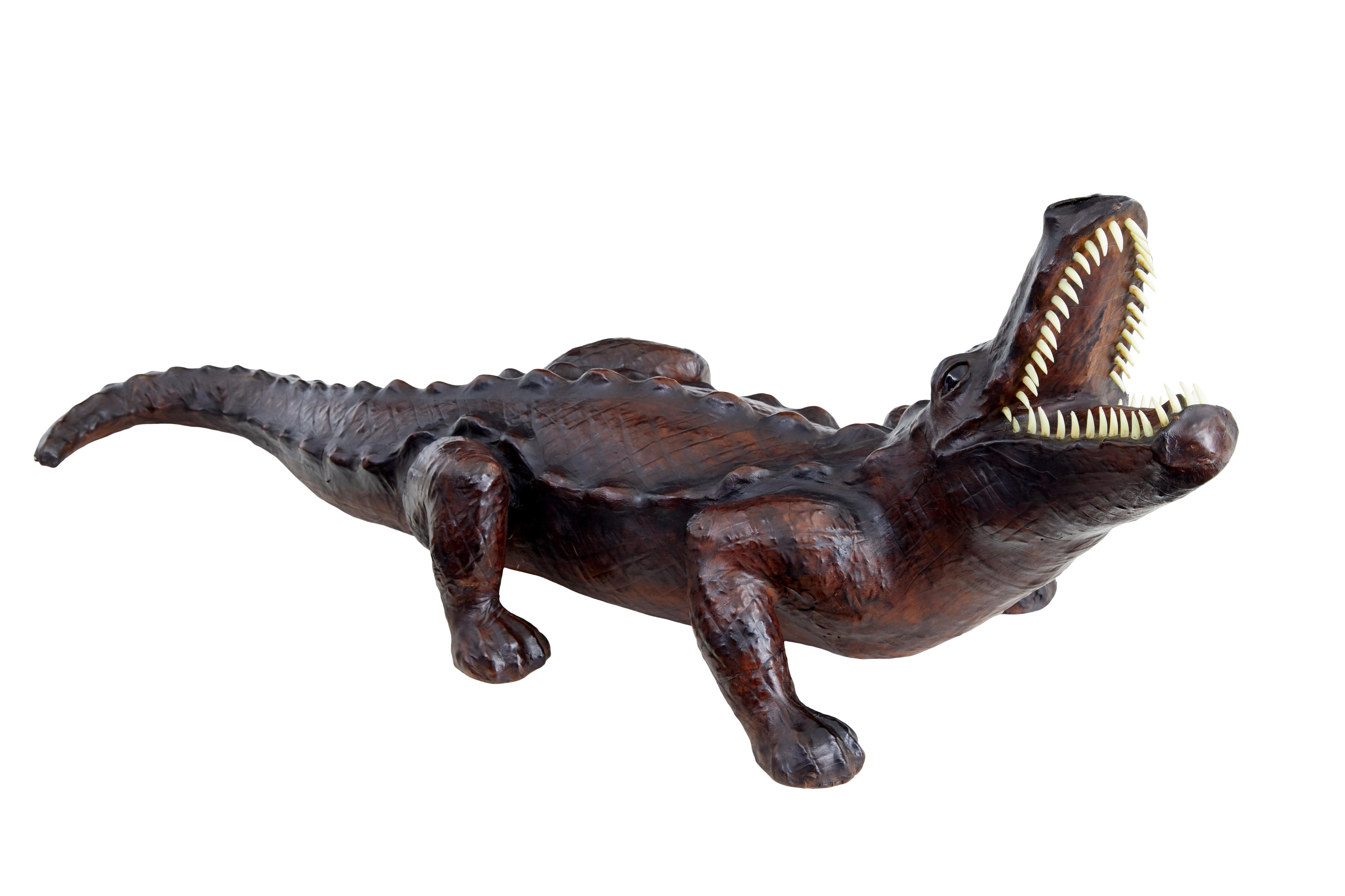 Victorian 20th century decorative leather model of a crocodile For Sale