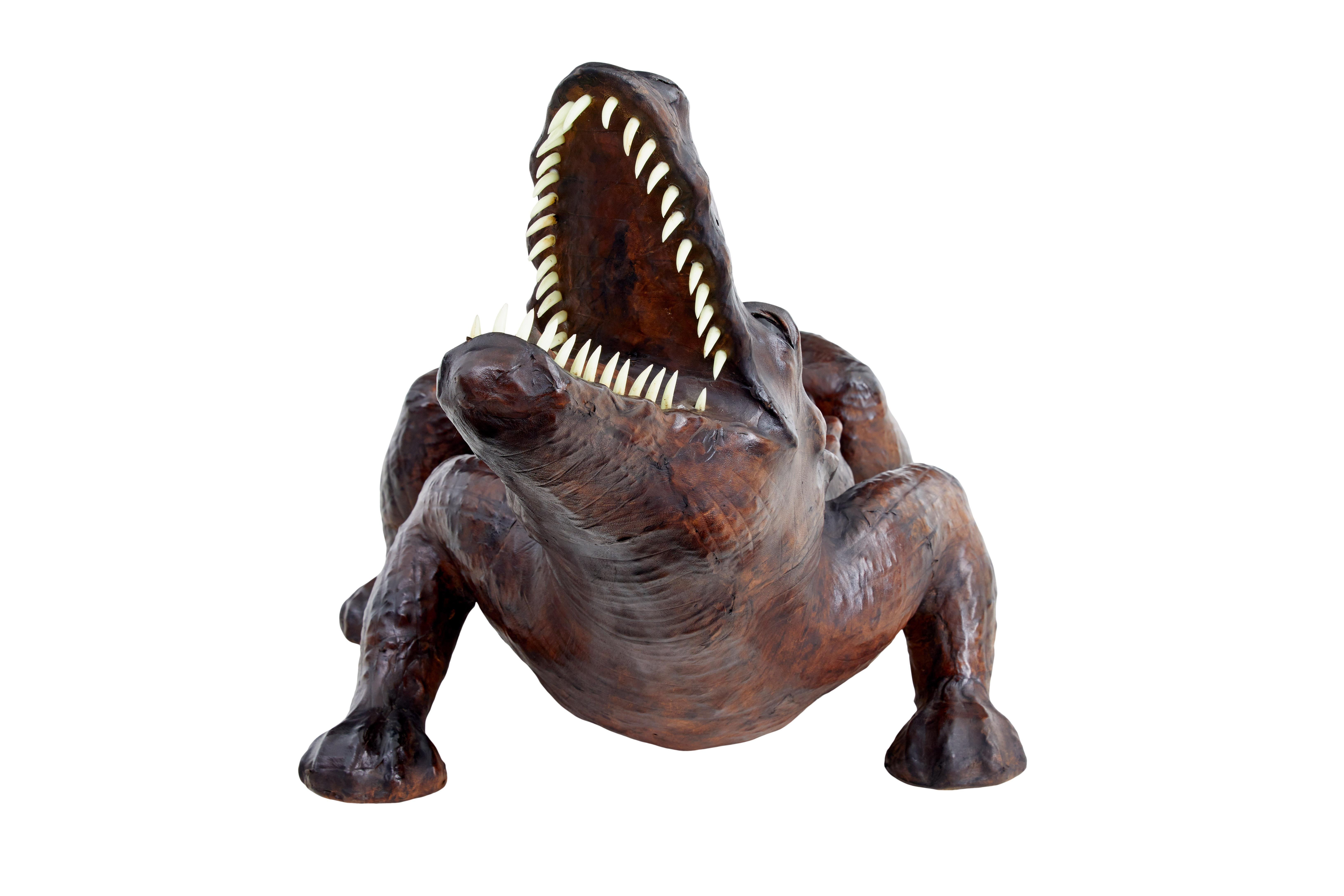 Hand-Crafted 20th century decorative leather model of a crocodile For Sale