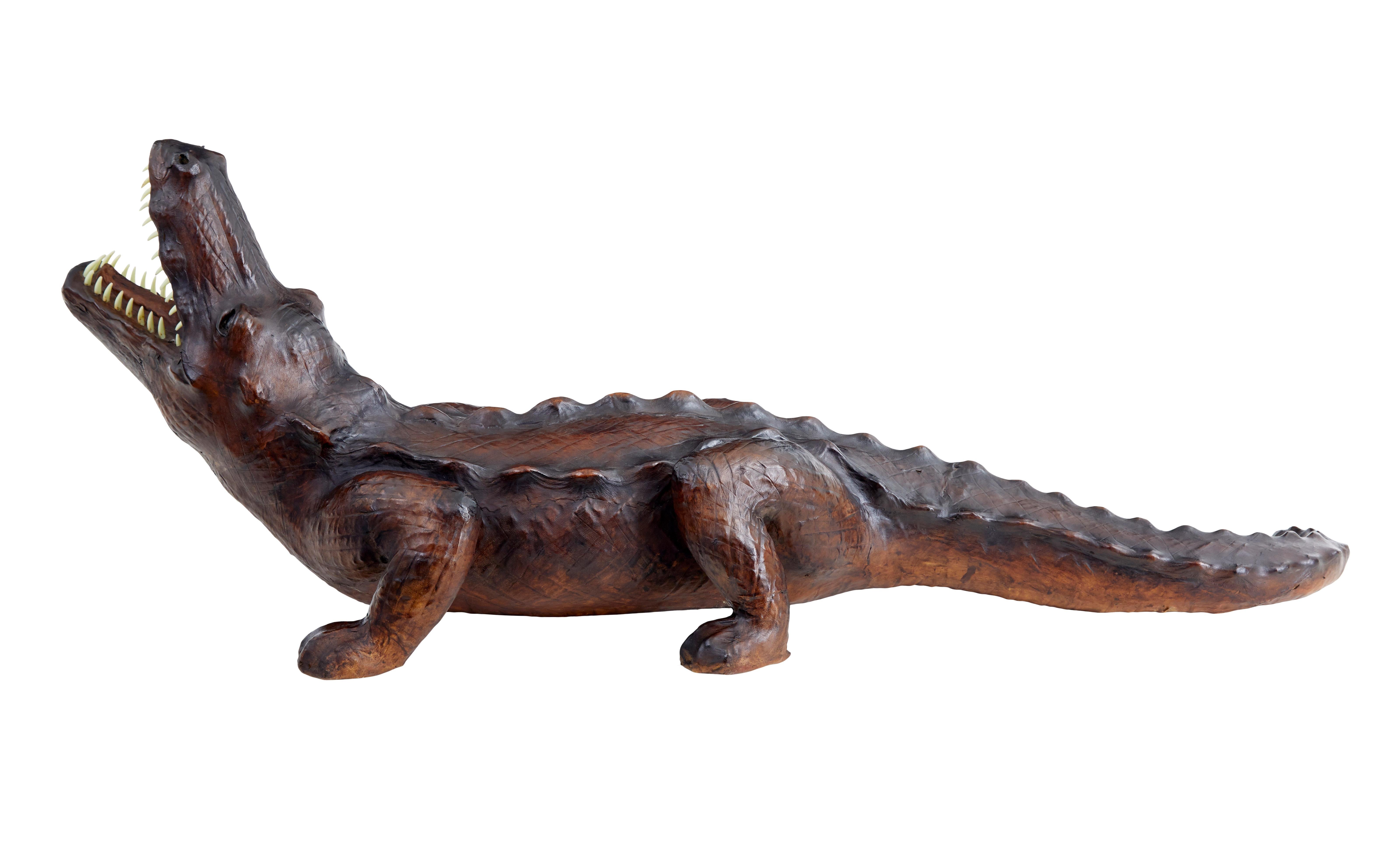 20th century decorative leather model of a crocodile In Good Condition For Sale In Debenham, Suffolk