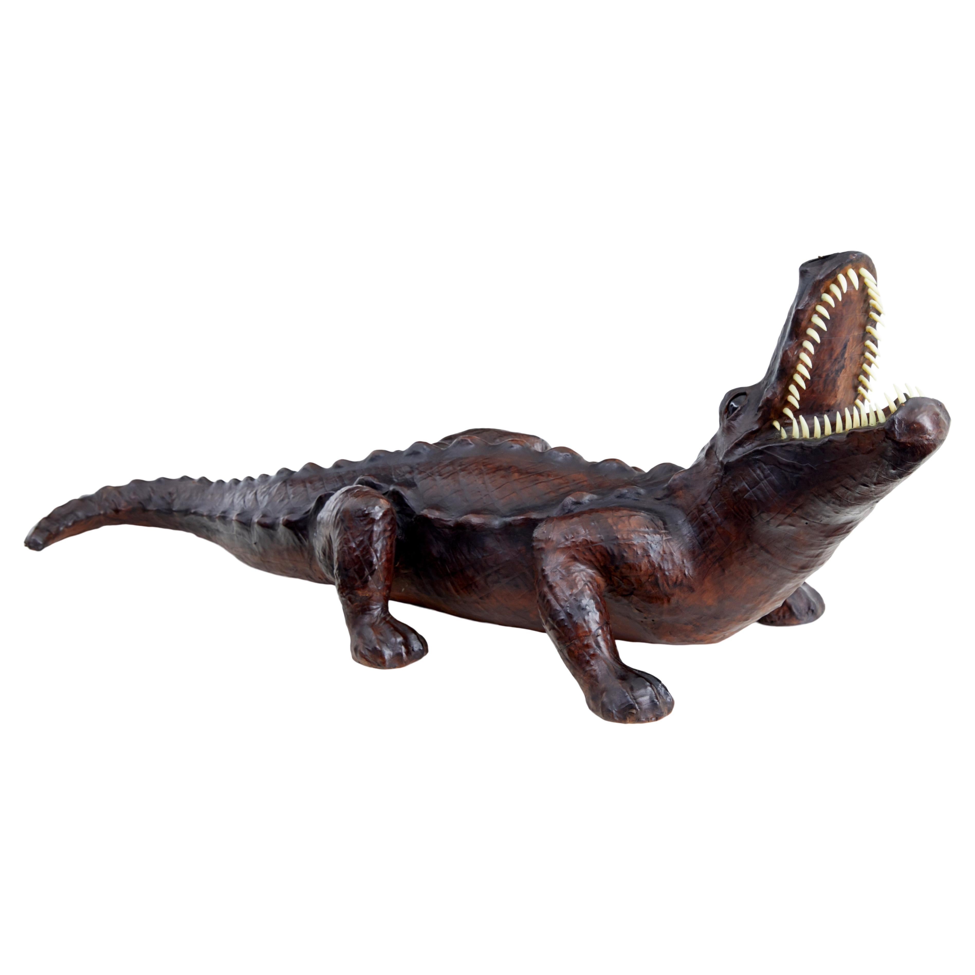 20th century decorative leather model of a crocodile For Sale