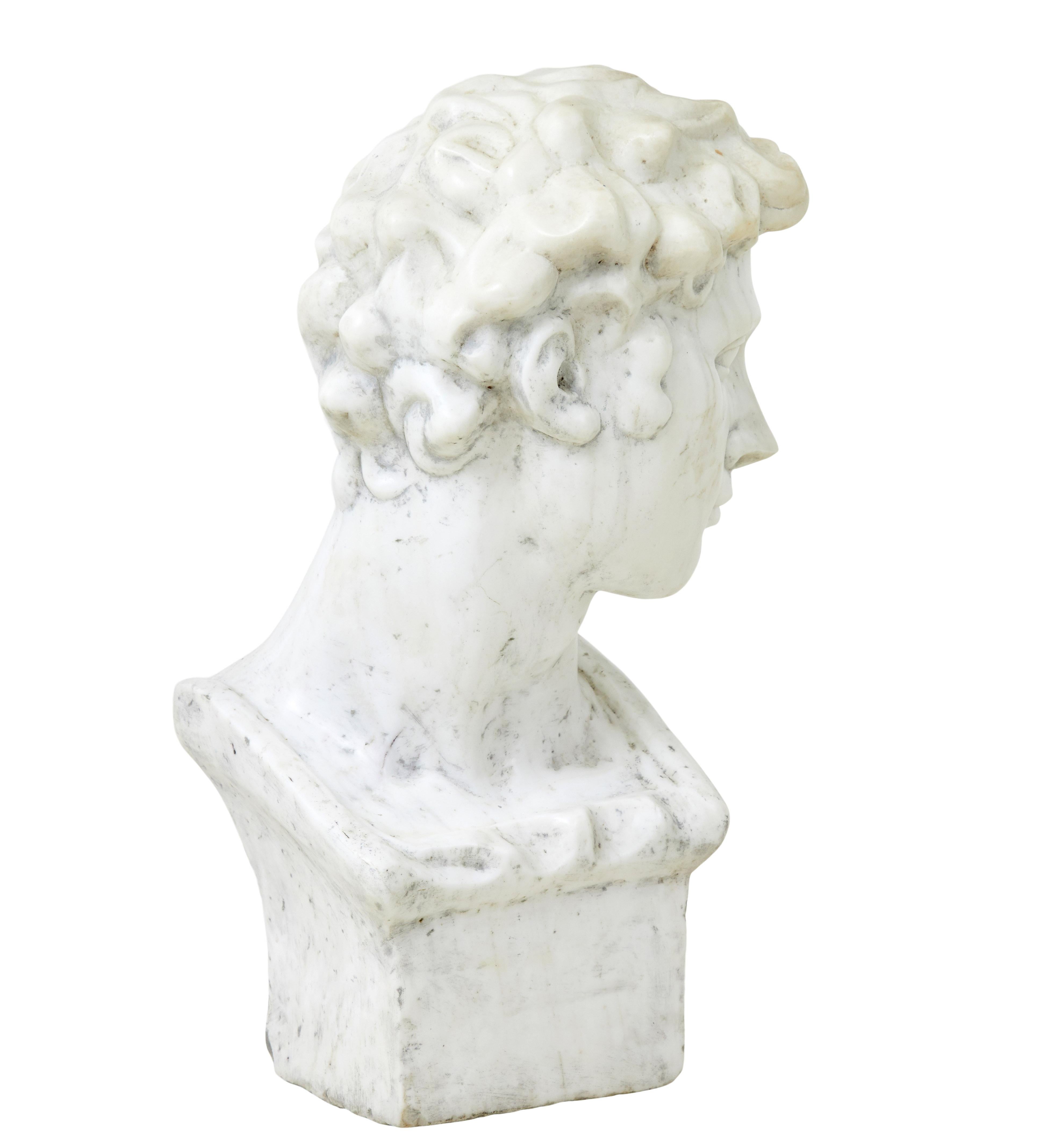 20th Century 20th century decorative marble bust in the Greco Roman style For Sale