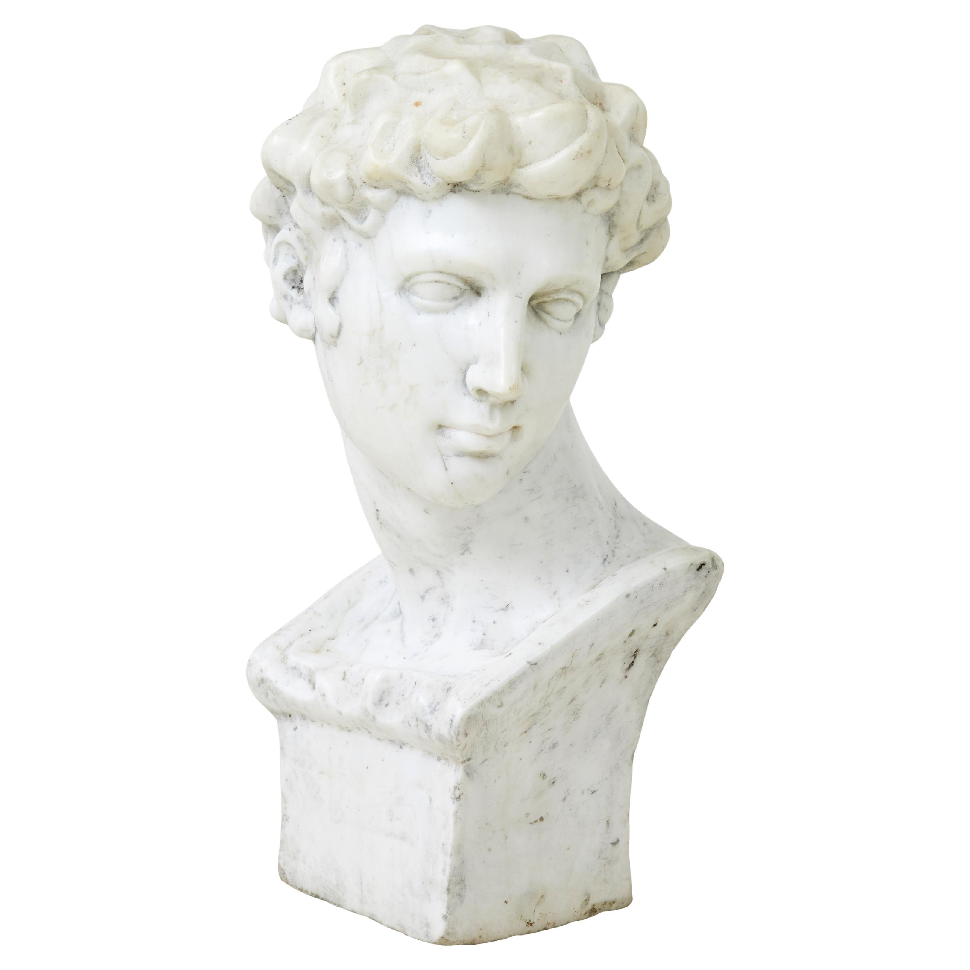 20th century decorative marble bust in the Greco Roman style For Sale
