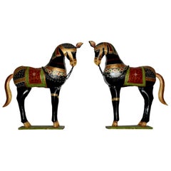 20th Century Decorative Parcel-Gilt and Polychrome Metal Horses