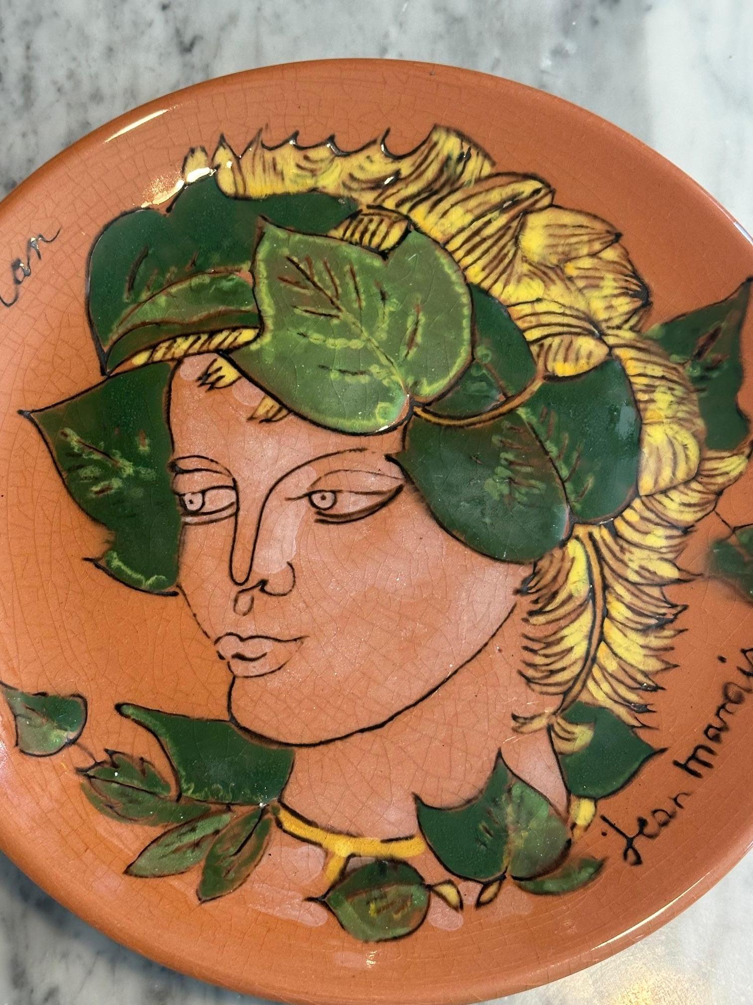 Piatto decorativo del XX secolo creato da Jean Marais che rappresenta Tristant, 1970 In condizioni buone in vendita a LEGNY, FR