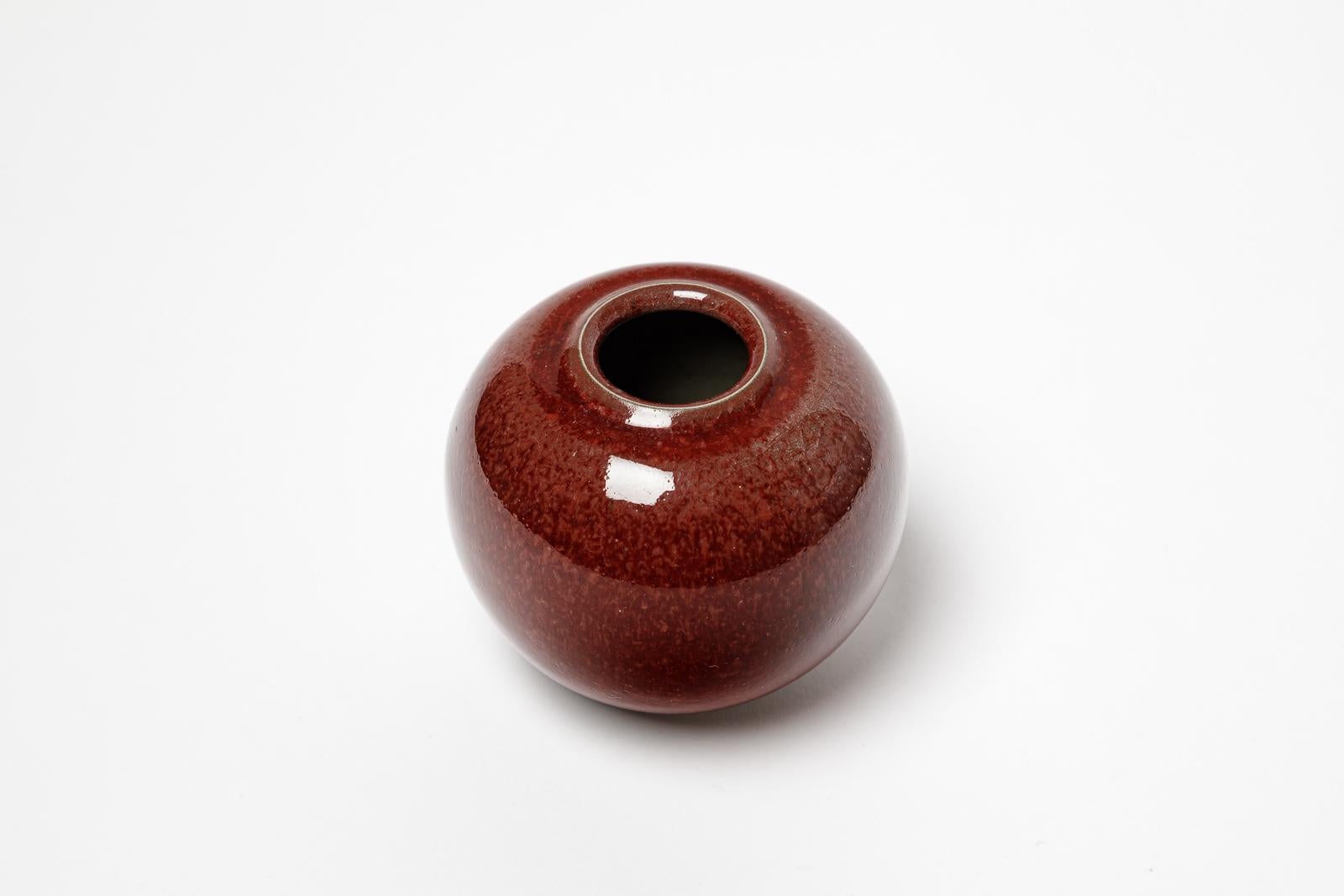 20th Century 20th century deign red ceramic vase by Paul Badié design 1980 signed For Sale