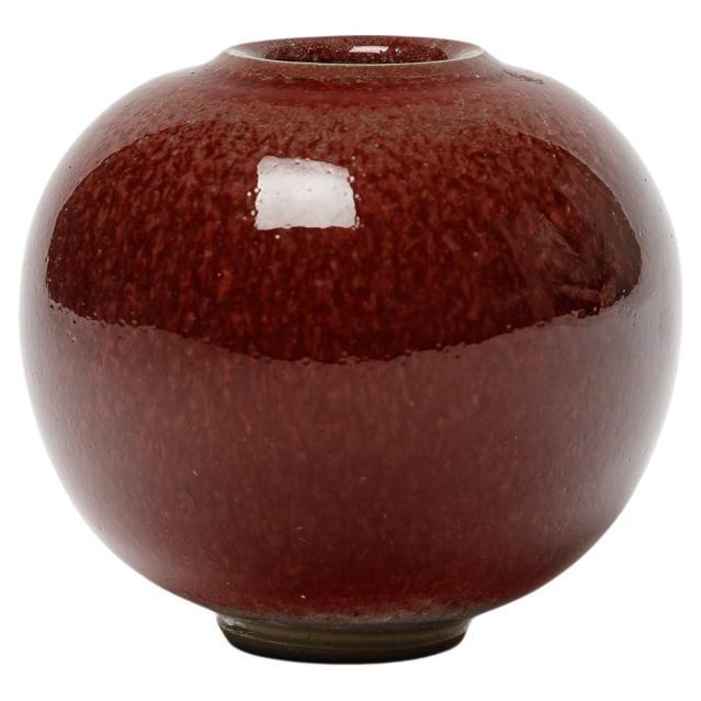 20th century deign red ceramic vase by Paul Badié design 1980 signed