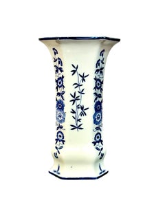 20th Century Delft White & Blue Scenic Faience Vase