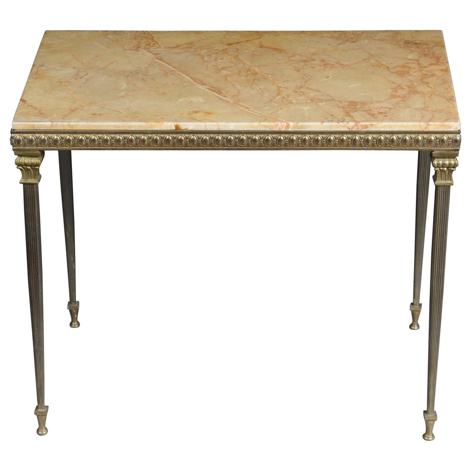 20th Century Delicate Louis XVI Side Table, Brass For Sale