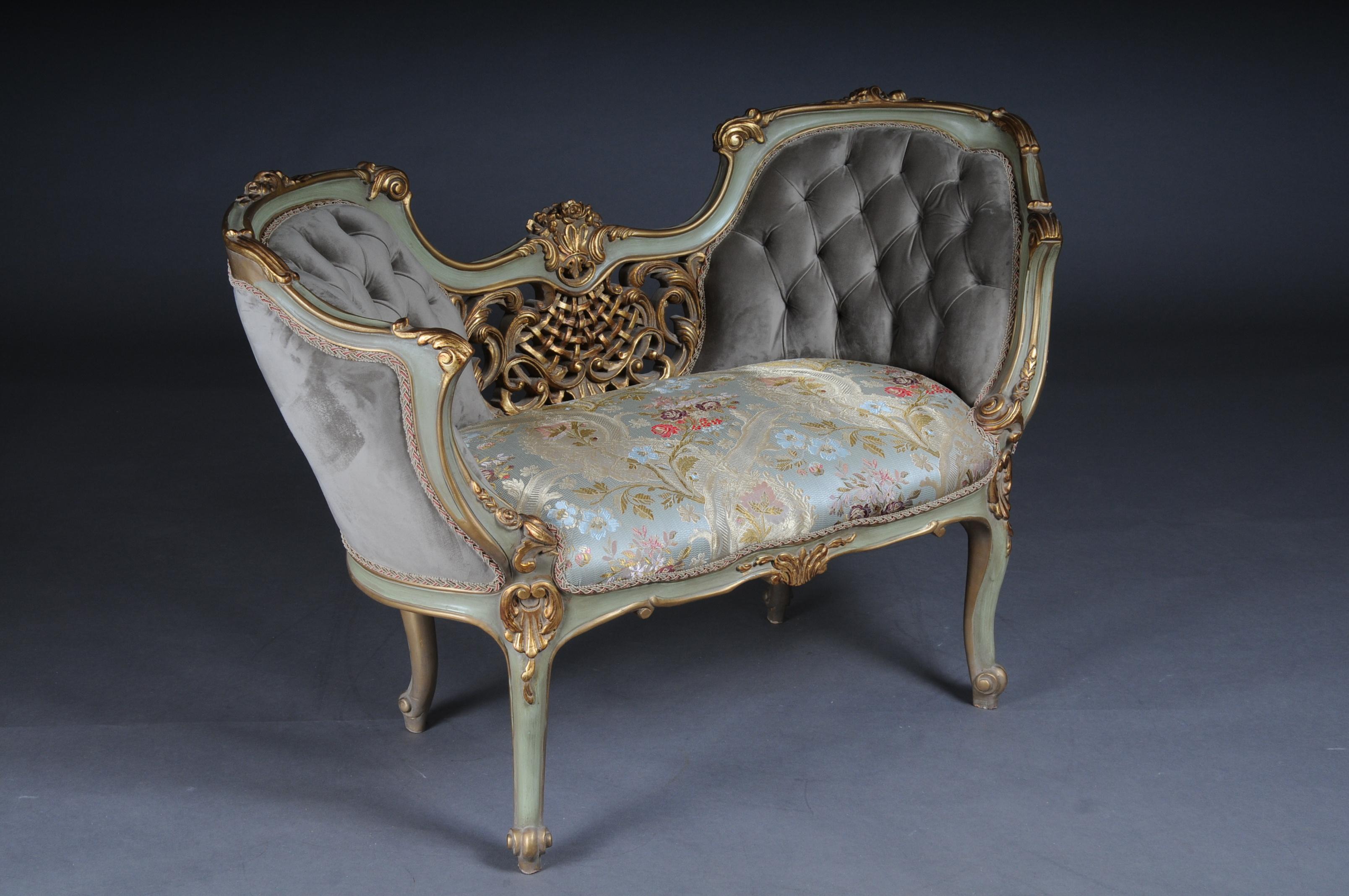 Fabric 20th Century Delightful Elegant French Sofa/Bench/Canapee Louis XV