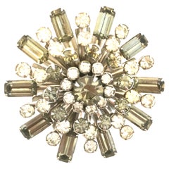 20th Century Delizza & Elster Style Silver Austrian Crystal Dimensional Brooch