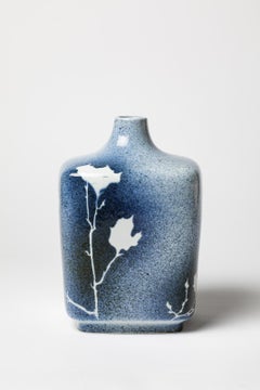 20th century design blue and white porcelain vase by Fance Franck 1960 unique