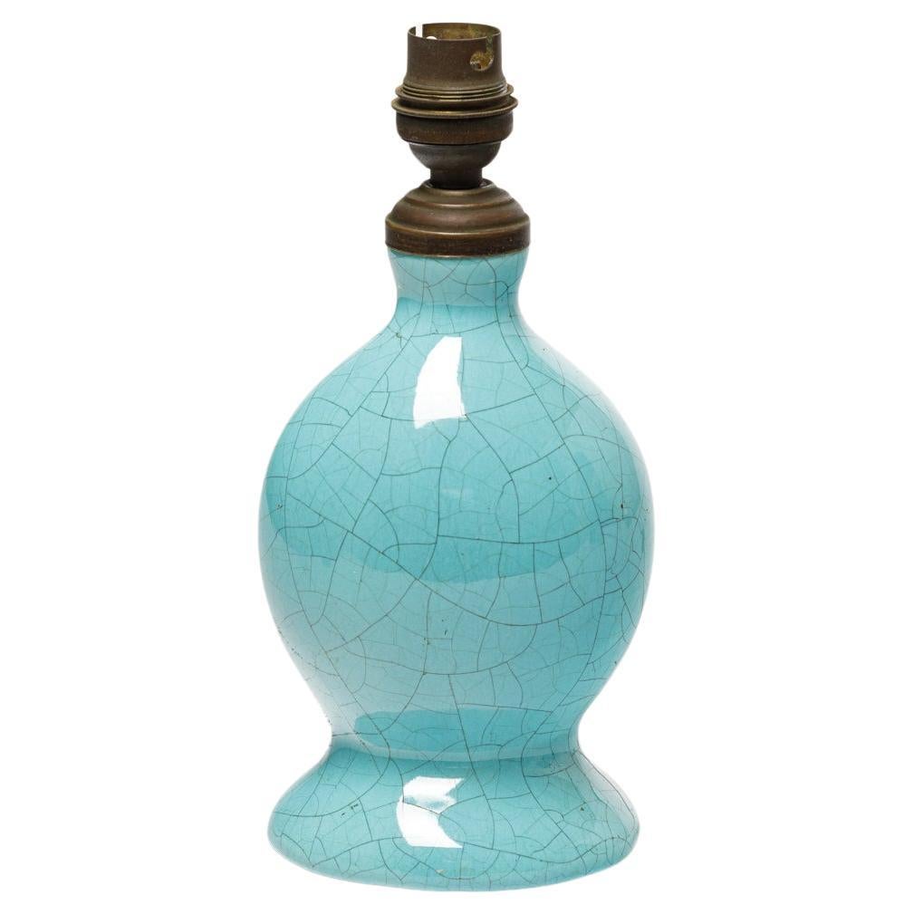Lampada da tavolo in ceramica blu di design del XX secolo circa 1950 French mid-century