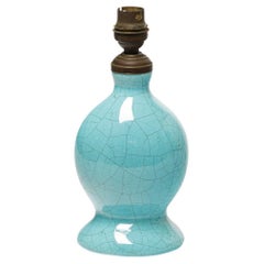 20th century design blue ceramic table lamp circa 1950 french mid-century