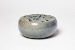20th century design blue stoneware ceramic vase att. to Annie Maume La Borne