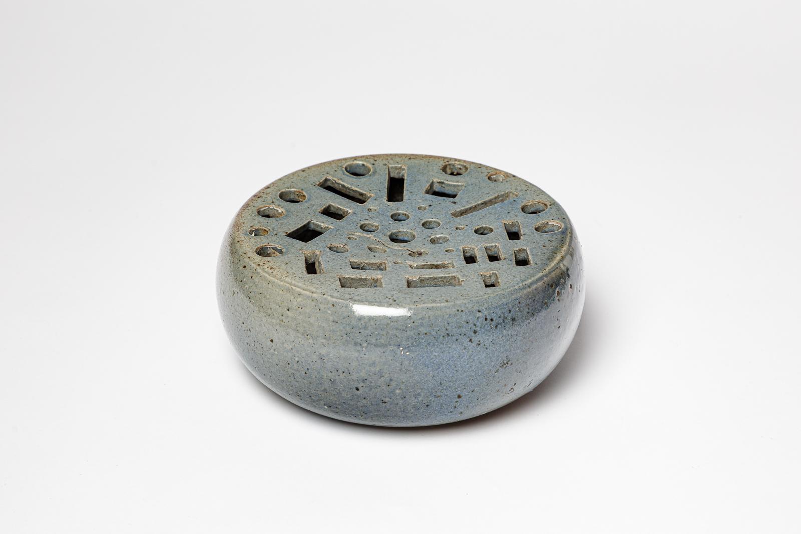 Francese Vaso in gres blu di design del XX secolo attribuito a Annie Maume La Borne in vendita