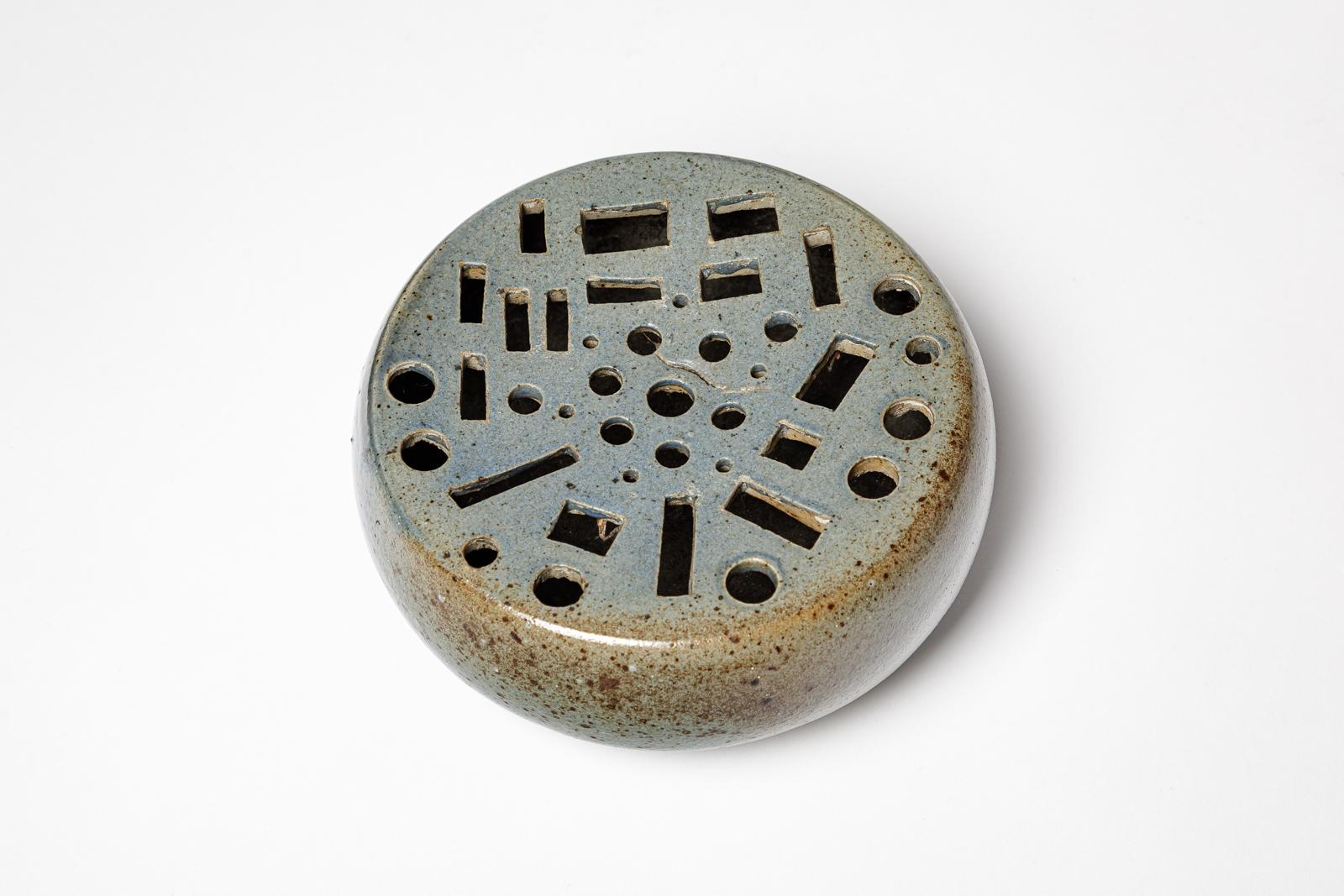 Vaso in gres blu di design del XX secolo attribuito a Annie Maume La Borne in vendita 1