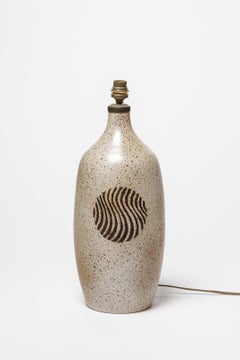 20th century design brown and black abstract ceramic table lamp circa 1970 38 cm