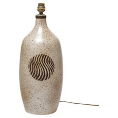 20th century design brown and black abstract ceramic table lamp circa 1970 38 cm