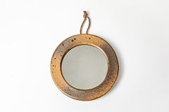 20th century design brown and black stoneware ceramic wall mirror by JJ Palloure