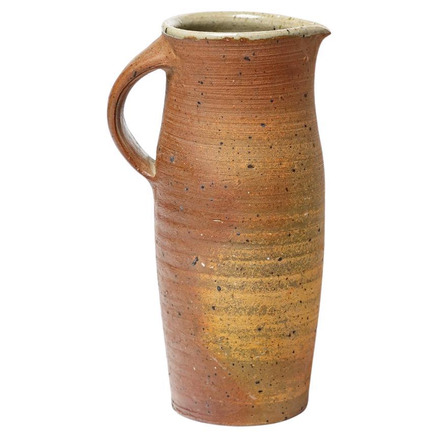 Jarra de cerámica de gres marrón de diseño del siglo XX de JP Turpin La Borne 1970