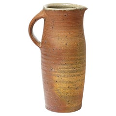 Jarra de cerámica de gres marrón de diseño del siglo XX de JP Turpin La Borne 1970