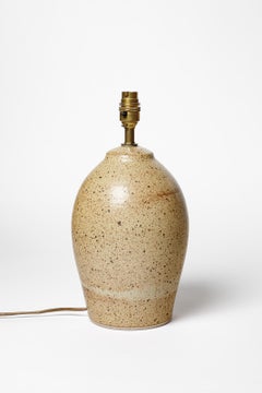20th century design brown stoneware ceramic table lamp by Cley unique piece