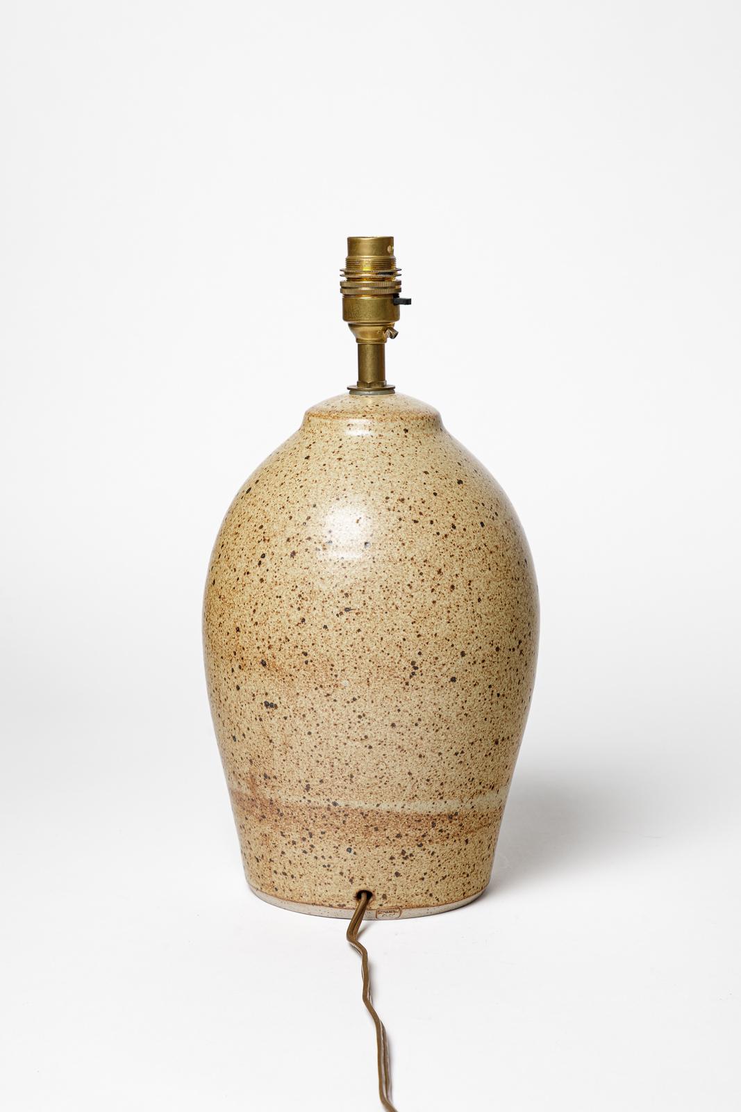 Lampe de table en grès brun design du 20e siècle par Cley pièce unique Excellent état - En vente à Neuilly-en- sancerre, FR