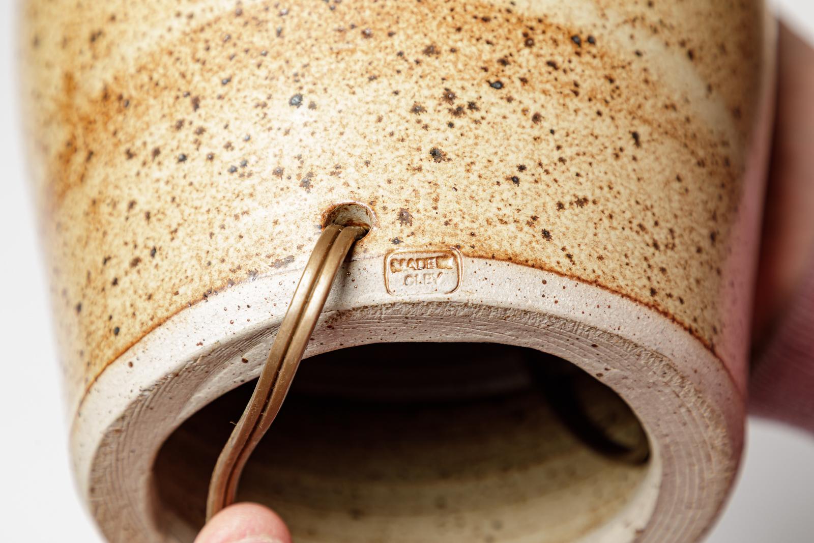 20ième siècle Lampe de table en grès brun design du 20e siècle par Cley pièce unique en vente