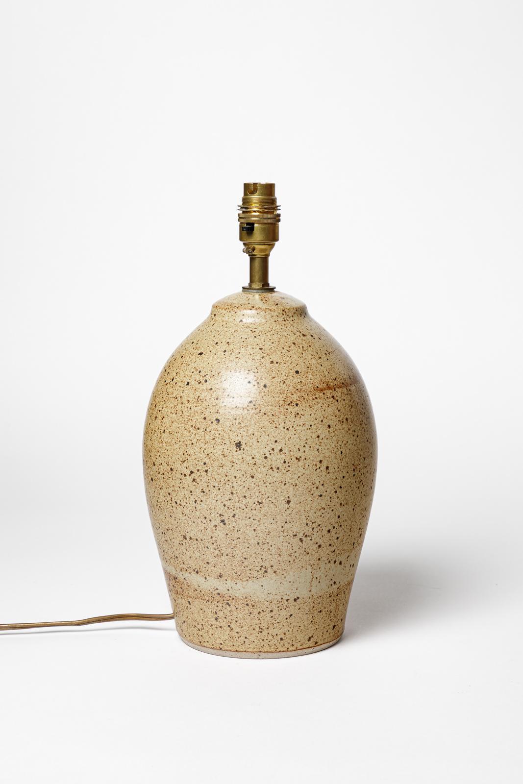 Céramique Lampe de table en grès brun design du 20e siècle par Cley pièce unique en vente