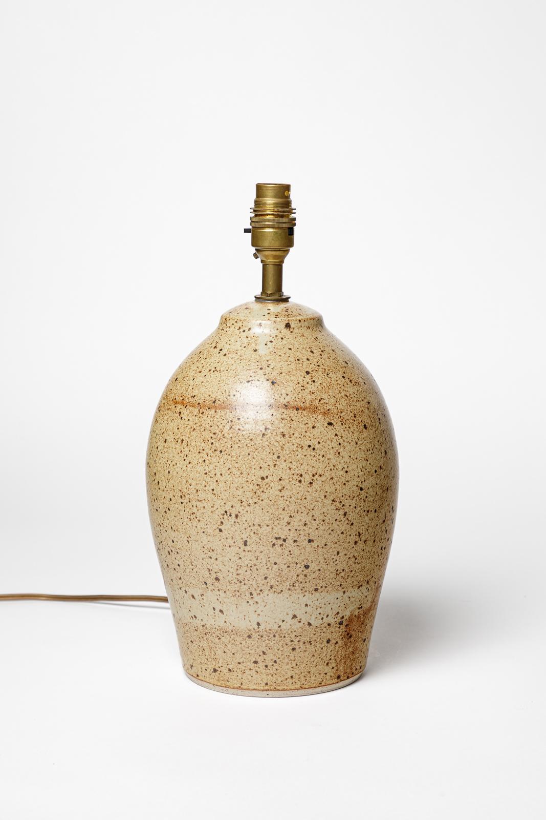 Lampe de table en grès brun design du 20e siècle par Cley pièce unique en vente 1