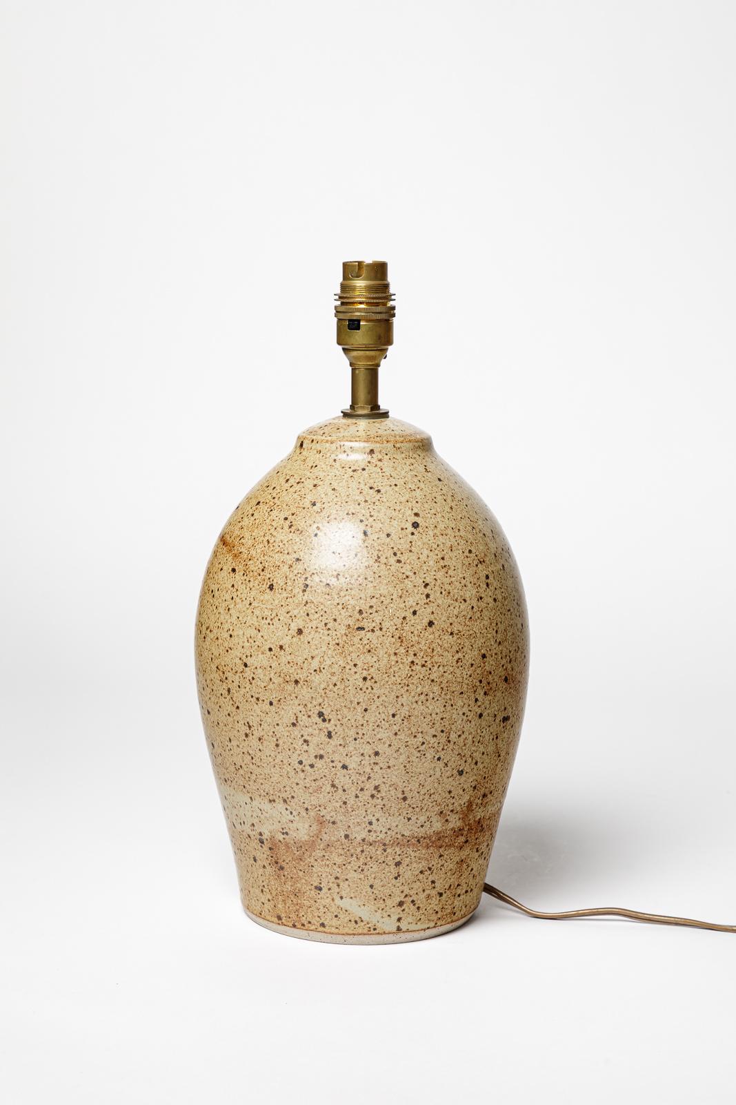 Lampe de table en grès brun design du 20e siècle par Cley pièce unique en vente 2