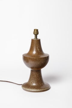 20th century design brown stoneware ceramic table lamp circa 1960