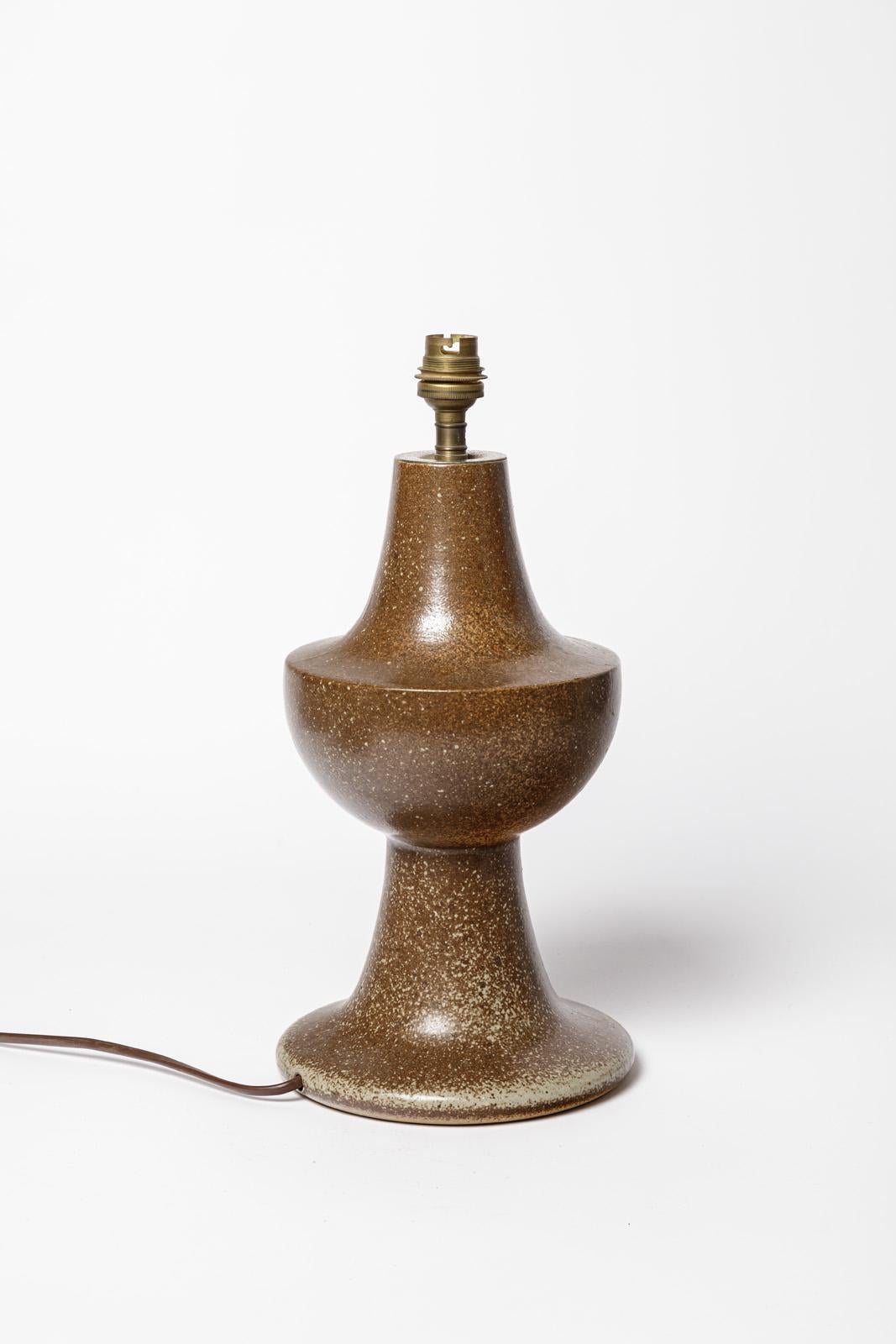 Mid-Century Modern 20th century design brown stoneware ceramic table lamp circa 1960 For Sale