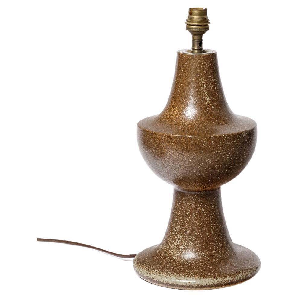 20th century design brown stoneware ceramic table lamp circa 1960 For Sale