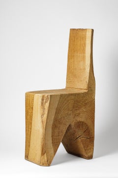 20. Jahrhundert Design brutalistische skulpturale Holz Stuhl Hocker niedrigen Stuhl 1970
