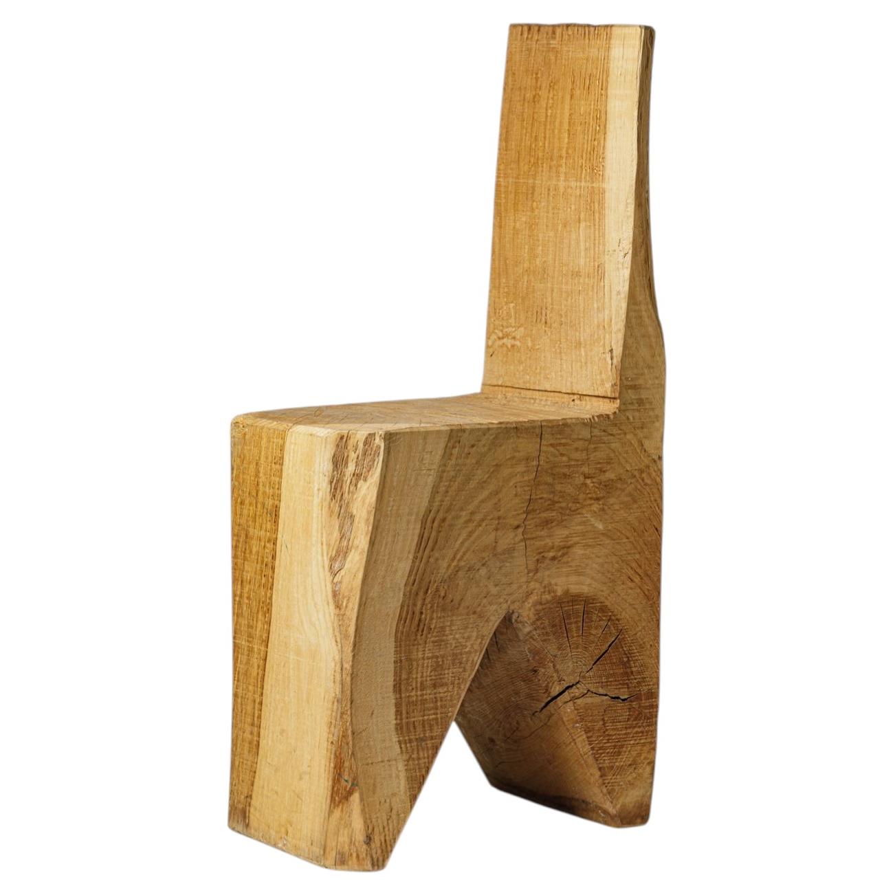 20. Jahrhundert Design brutalistische skulpturale Holz Stuhl Hocker niedrigen Stuhl 1970