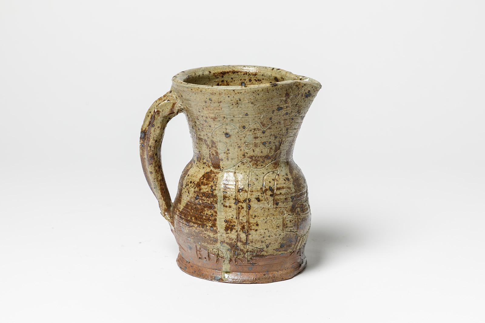 20th Century Design Ceramic Pitcher by Benoist Favre French Decoration, 1970 For Sale 1