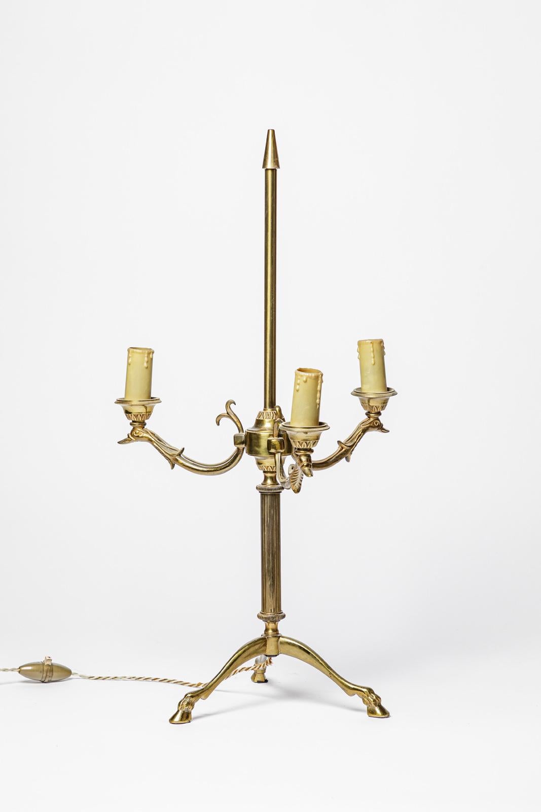 20th century design golden brass animals table lamp by Maison Jansen 1970 In Good Condition For Sale In Neuilly-en- sancerre, FR