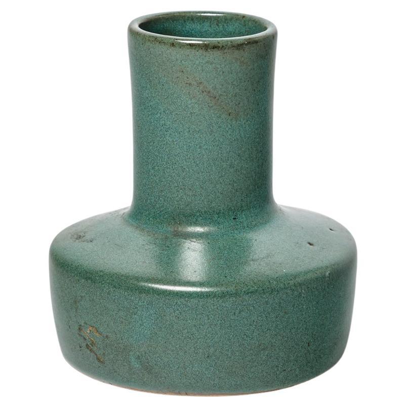 20th century design green ceramic vase by Tim Orr unique piece 1970 For Sale