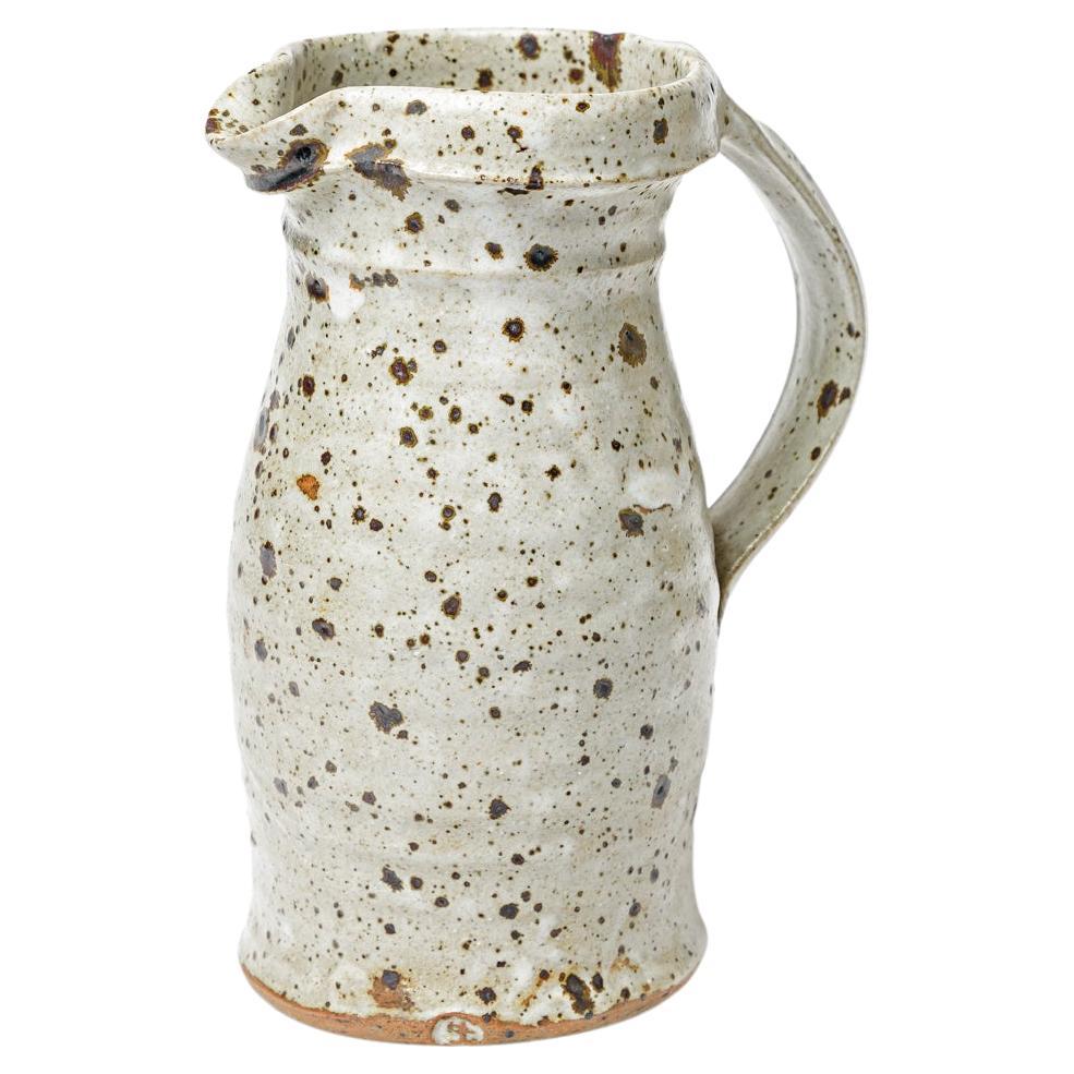 20th century design grey and black unique piece ceramic pitcher by Tiffoche 1970 For Sale