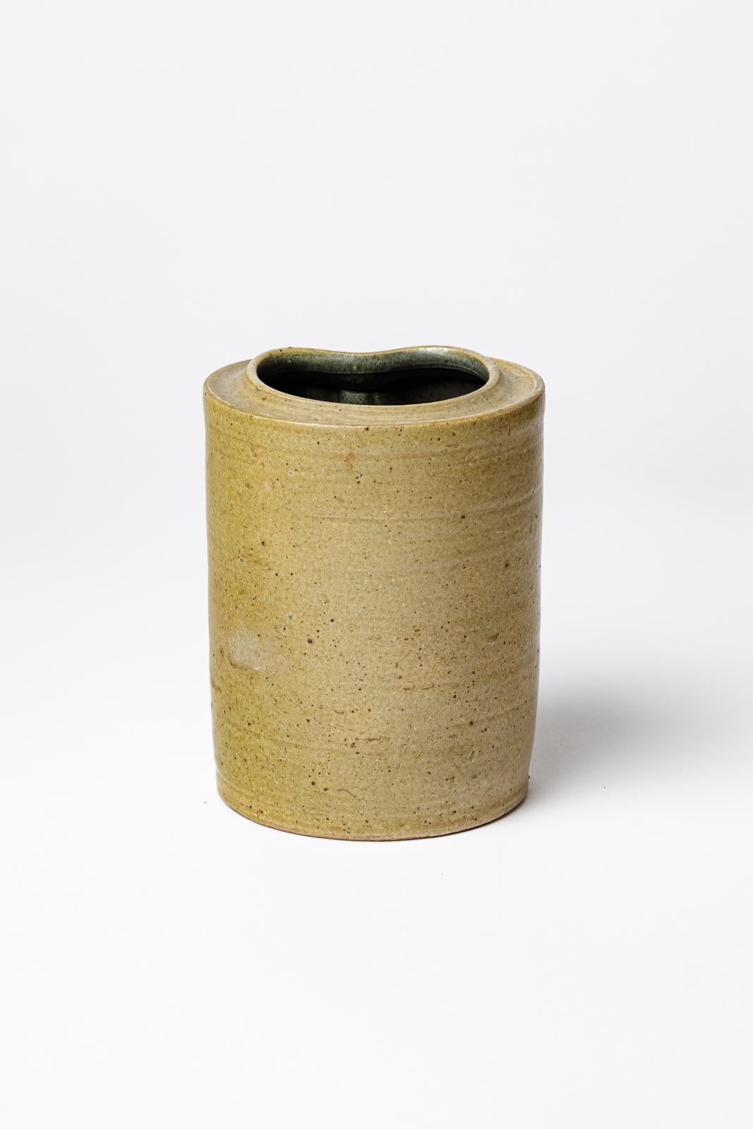 Français Vase en céramique grise design du 20ème siècle par Bernard Prigent 1970 La Borne en vente