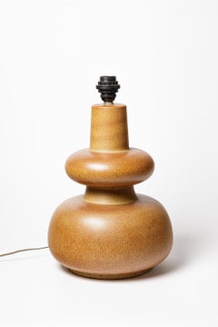 20TH CENTURY DESIGN Grande lampe de table en céramique orange circa 1970 40 cm
