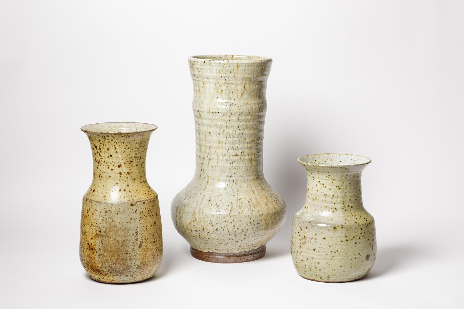 20th Century Design Light Grey Stoneware Ceramic Vase by Gustave Tiffoche For Sale 3