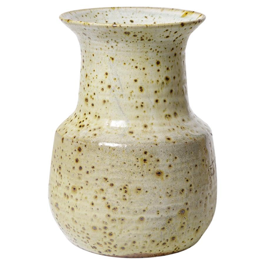 20th Century Design Light Grey Stoneware Ceramic Vase by Gustave Tiffoche