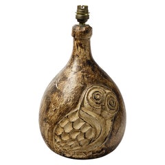 Lampada da tavolo in ceramica con gufo di design del XX secolo firmata Cook, 1970